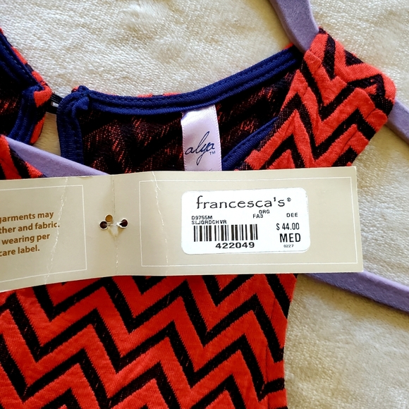 Alya NWT Med. Red/Blue Zig Zag Hogh Waist Dress - Picture 4 of 6